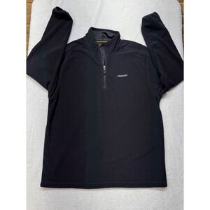 Timberland Mens XL Black Waffle Knit Fleece Quarter Zip Pullover Sweater L202